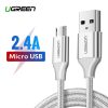 UGREEN Cablu USB la Micro USB, QC 3.0, 2,4A, 2m (alb)