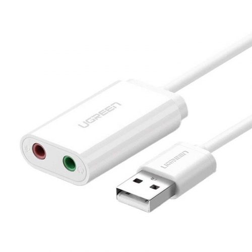 UGREEN Placă de sunet externă USB, 15cm (alb)