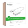 UGREEN Placă de sunet externă USB, 15cm (alb)