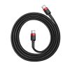 Cablu Baseus Cafule USB-C la USB-C PD 2.0 QC 3.0, 60 W, 2 m (negru-roșu)