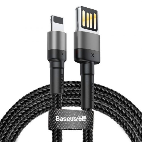 Baseus Cafule Cafule 1.5A 2 m cablu USB Lightning (cu două fețe) (gri-negru)