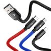 Baseus 3 az 1-ben USB-C / Lightning / Micro-USB kábel, 3,5A, 0,3 m (fekete)