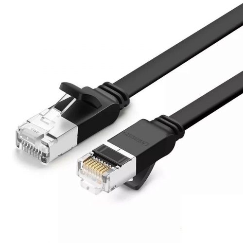 UGREEN Cablu de rețea plat Ethernet RJ45 cu conectori metalici, Cat.6, UTP, 0,5m (negru)