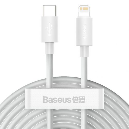 Baseus Simple Wisdom USB-C-Lightning cablu de date/încărcare PD, 20W, 1,5 m, 2 buc (alb)