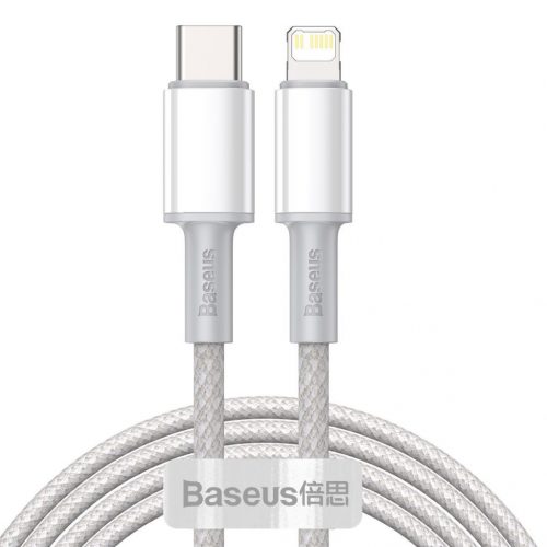 Baseus Cablu USB-C la Lightning, împletitură de înaltă densitate, 20 W, PD, 2 m (alb)