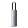 Baseus Metal Gleam Series 5 az 1-ben hub, USB-C - 3x USB 3.0 + HDMI + USB-C PD (szürke)