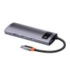 Baseus Metal Gleam Series 5 az 1-ben hub, USB-C - 3x USB 3.0 + HDMI + USB-C PD (szürke)