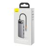 Baseus Metal Gleam Series 5 az 1-ben hub, USB-C - 3x USB 3.0 + HDMI + USB-C PD (szürke)