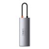 Baseus Metal Gleam Series 6 az 1-ben hub, USB-C - 3x USB 3.0 + HDMI + USB-C PD + Ethernet RJ45 (szürke)