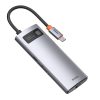 Baseus Metal Gleam Series 6 az 1-ben hub, USB-C - 3x USB 3.0 + HDMI + USB-C PD + Ethernet RJ45 (szürke)