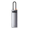 Baseus Metal Gleam Series 8 az 1-ben hub, USB-C - 3x USB 3.0 + HDMI + USB-C PD + Ethernet RJ45 + microSD / SD (szürke)