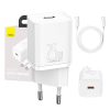 Adaptor de încărcare rapidă Baseus Super Si 1C 25W cu încărcător rapid și cablu USB-C la USB-C de 1 m (alb)