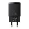 Încărcător rapid compact Baseus, USB, USB-C, 20 W (negru)