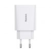 Baseus speed mini gyorstöltő, USB + USB-C, PD, 3A, 20 W (fehér)