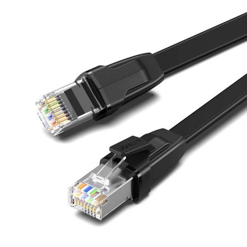 UGREEN NW134 cablu de rețea plat cu mufă metalică, Ethernet RJ45, Cat.8, U/FTP, 3m (negru)