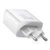 Încărcător rapid compact Baseus, 2xUSB, USB-C, PD, 3A, 30 W (alb)