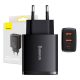 Încărcător rapid compact Baseus, 2xUSB, USB-C, PD, 3A, 30 W (negru)