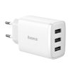 Încărcător rapid compact Baseus, 3x USB, 17W (alb)