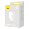 Încărcător rapid compact Baseus, 3x USB, 17W (alb)