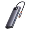 Baseus Metal Gleam sorozat 6 az 1-ben hub, USB-C - 3x USB 3.0 + HDMI + USB-C PD + VGA