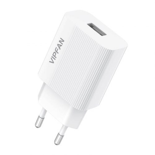 VFAN E01 fali töltő, 1x USB, 2,4A (fehér)