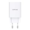 VFAN E03 fali töltő, 1x USB, 18W, QC 3.0 + Micro USB kábel (fehér)