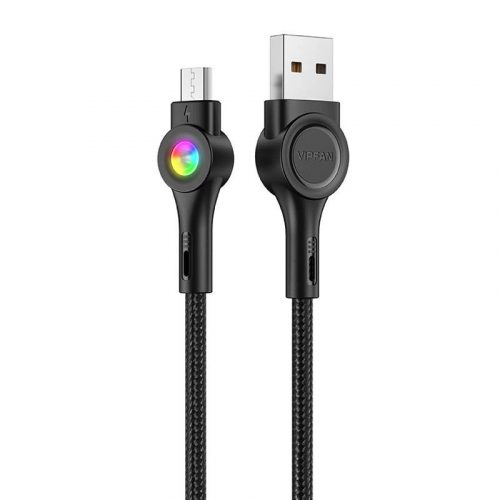 Cablu USB și micro USB VFAN Colorful X08, 3A, 1,2 m (negru)