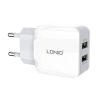 Fali töltő LDNIO A2202, 2x USB, 12W (fehér)