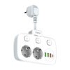 Power strip with 2 AC sockets, 3x USB, USB-C, LDNIO SE2435, 2500W (white)