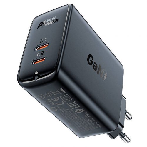 Încărcător de perete Acefast A29 PD50W GAN 2x USB-C 50W (negru)