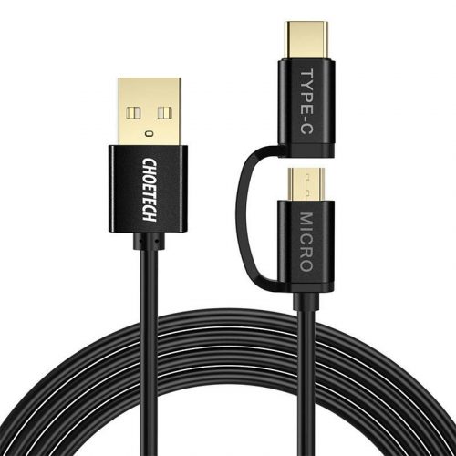 2in1 USB kábel Choetech USB-C / Micro USB, (fekete)