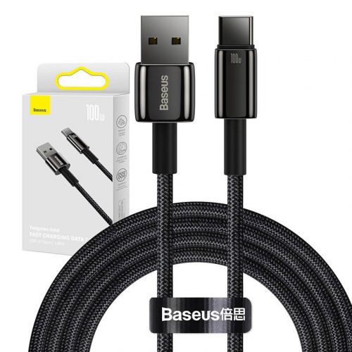 Baseus Tungsten Gold USB - Cablu USB-C, 100W, 2m (negru)