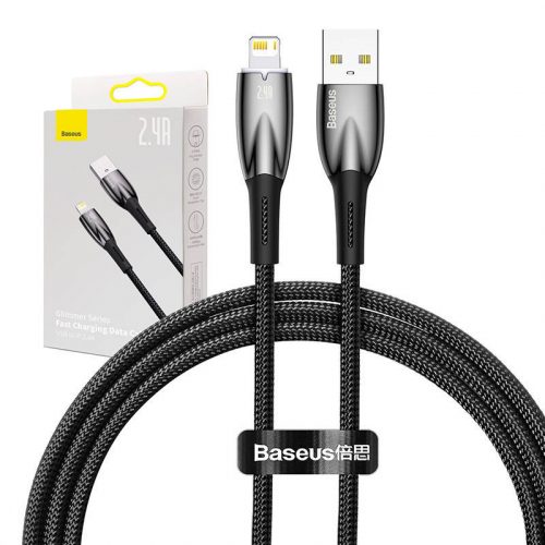 Baseus Glimmer USB - cablu de încărcare Lightning, 2,4A, 1m (negru)