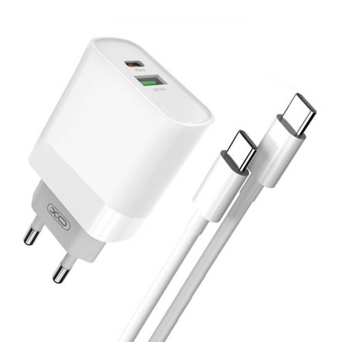 XO L64 fali töltő, USB + USB-C, 20W (fehér)