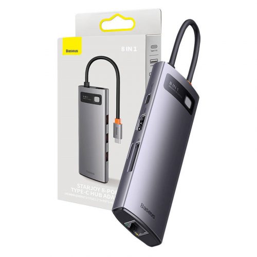 Baseus StarJoy Series Hub 8 az 1-ben USB-C - 3x USB 3.1 + HDMI + USB-C PD + RJ45 + microSD/SD