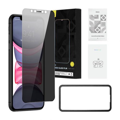 Baseus iPhone 11/XR Adatvédelmi szűrős üvegfólia, 0,3 mm