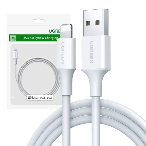 UGREEN US155 USB-világító kábel, 2,4A, 0,25m (fehér)