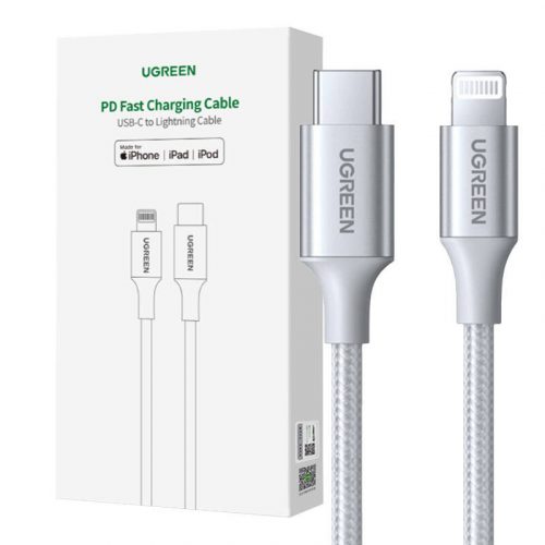 UGREEN Cablu Lightning USB-C 2.0 3A US304 Lightning USB-C 2.0 de 1m (argintiu)