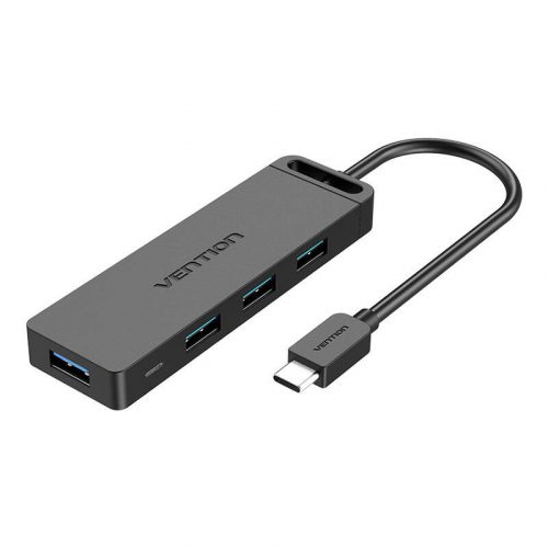 Hub 5in1 4 portos USB 3.0 és USB-C kábellel Vention TGKBB 0,15m Fekete