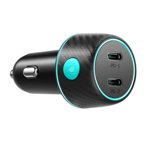 Autótöltő Joyroom CCN02, 2x USB-C PD 70W (fekete)