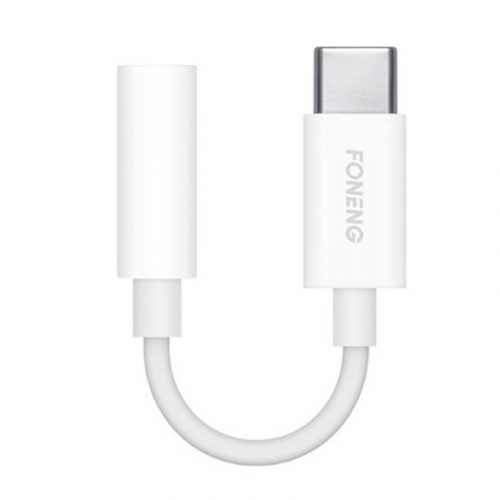 Audiokábel 3,5 mm-es jack-csatlakozó USB type-C Foneng BM21 (fehér)