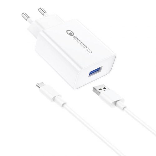 Încărcător de perete Foneng EU13 + cablu USB la micro USB, 3A (alb)