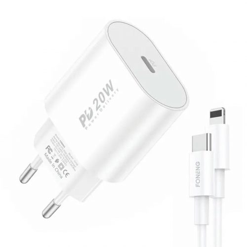 Gyorstöltő Foneng 1x USB PD 3.0 EU39 + USB C Lightningra