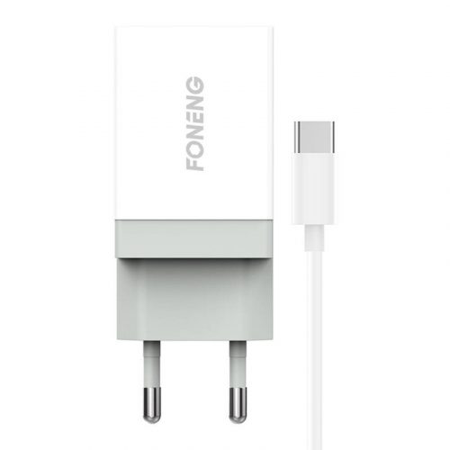 Gyorstöltő Foneng 1x USB K210 + USB Type C kábel 1m