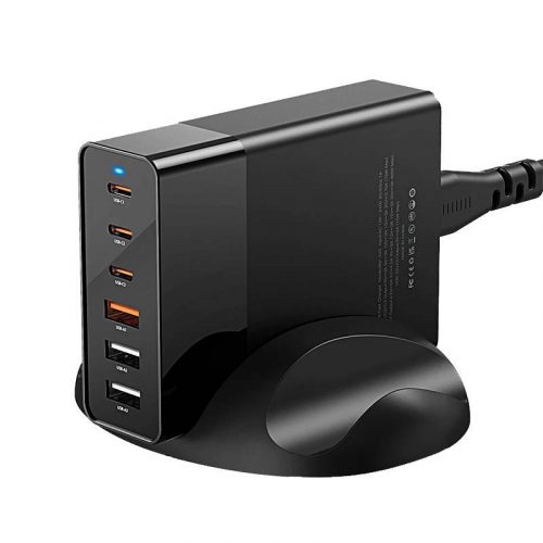 Încărcător de perete Blitzwolf BW-S25, 75W, 3x USB + 3x USB-C (negru)