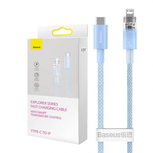 Cablu de încărcare rapidă Baseus USB-C la Lightning Explorer Series 1m, 20W (albastru)