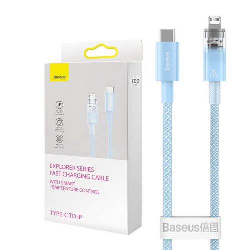 Cablu de încărcare rapidă Baseus USB-C la Lightning Explorer Series 2m, 20W (albastru)