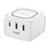 Încărcător inductiv 10W Budi 317TE, 2x USB + USB-C, 18W (alb)