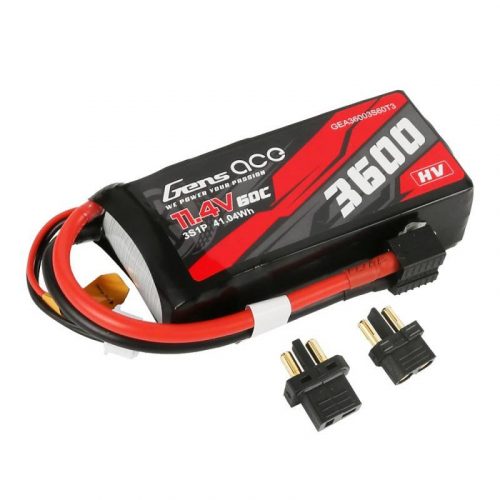 Gens ász 3600mAh 11.4V 3S1P 60C nagyfeszültségű Lipo akkumulátor csomag XT60/T-csatlakozóval