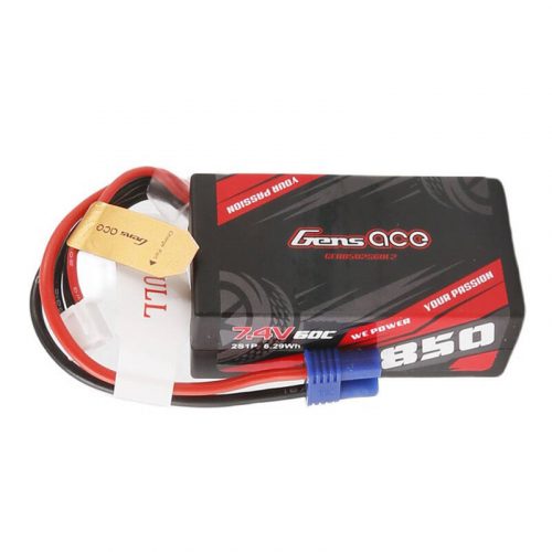 Gens Ace 850mAh 7,4V 60C 2S1P EC2 Plug Anyagház akkumulátor